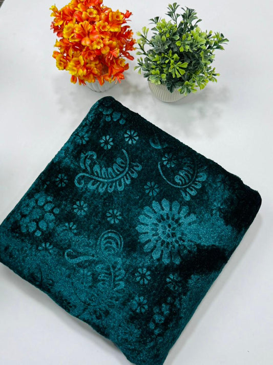 Luxury Velvet Printed 2pcs Ladies Winter Suit-003