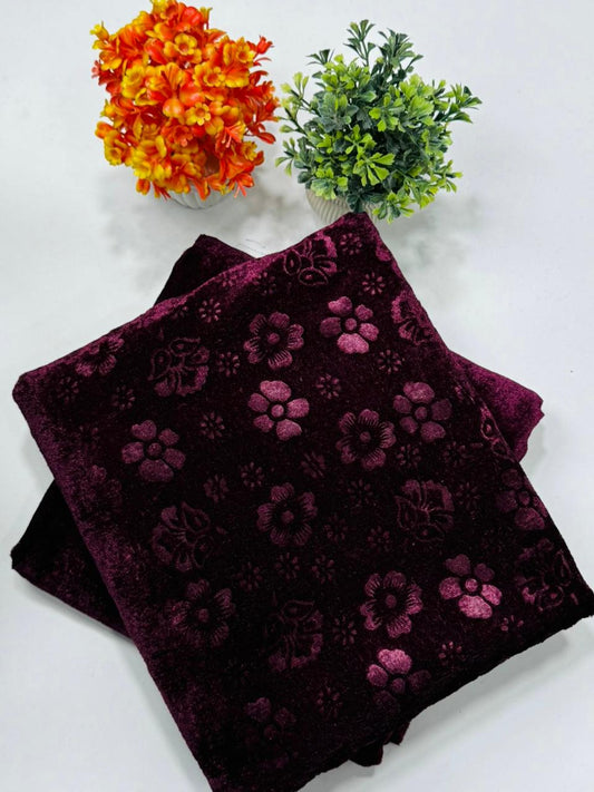 Luxury Velvet Printed 2pcs Ladies Winter Suit-004