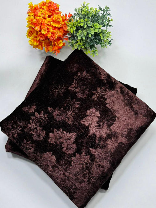 Luxury Velvet Printed 2pcs Ladies Winter Suit-009