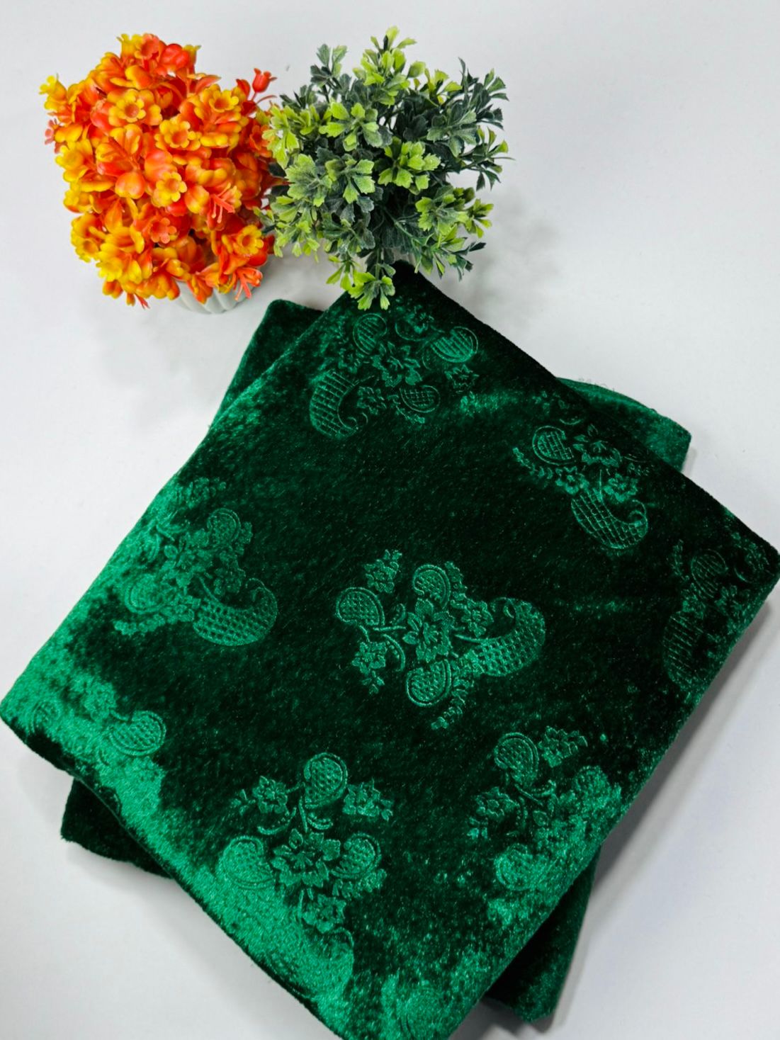 Luxury Velvet Printed 2pcs Ladies Winter Suit-0011