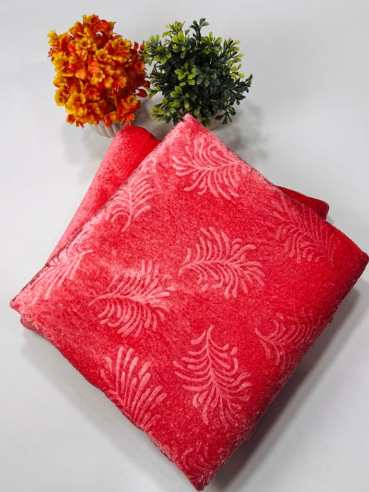 Luxury Velvet Printed 2pcs Ladies Winter Suit-0012