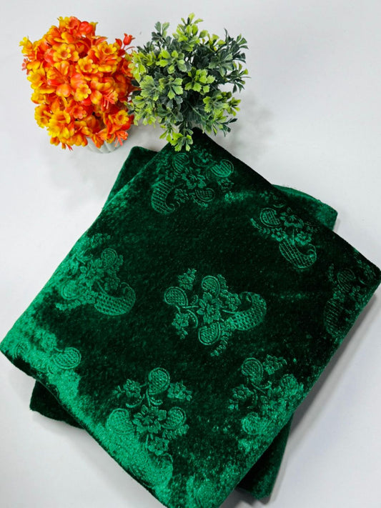 Luxury Velvet Printed 2pcs Ladies Winter Suit-0011