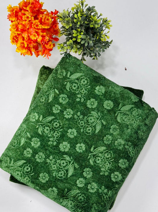 Luxury Velvet Printed 2pcs Ladies Winter Suit-0013